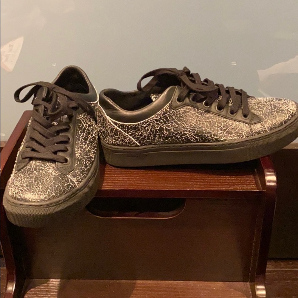 Allsaints black with cracked white sneakers